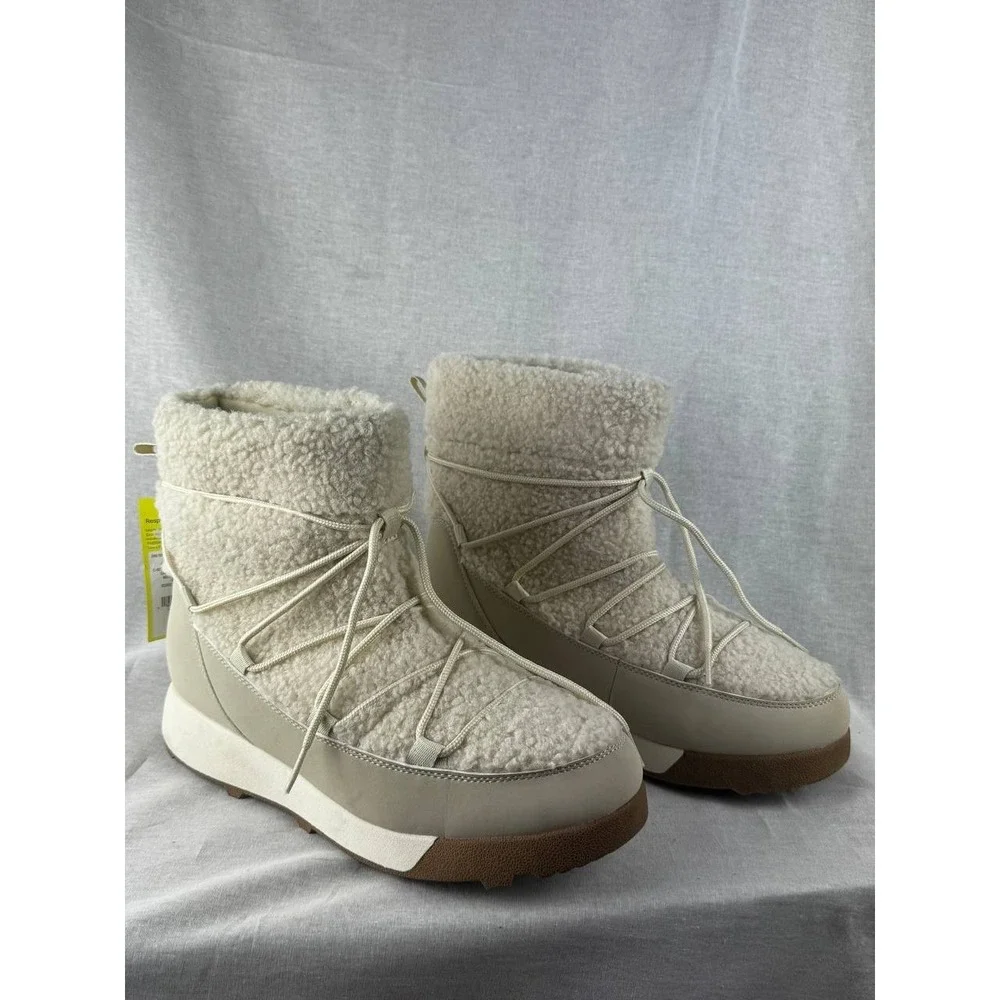 All in Motion Womens Winter Boots Cream Faux Shearling Thermolite‎ Snow Boots 10